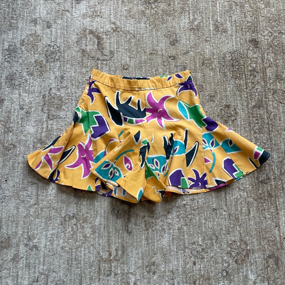 Zara Yellow Floral Mini Skirt Skort